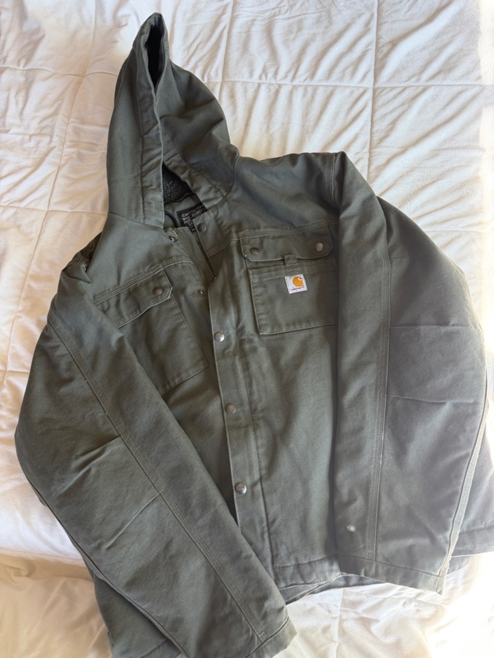 Carhartt Olive Hooded Canvas Work Jacket